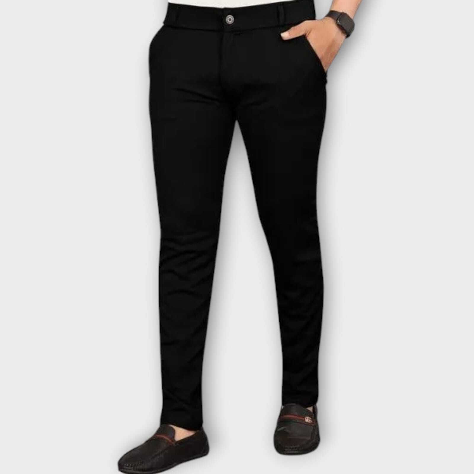 bidatsh trend Men Regular Fit Black Lycra Blend Trousers-picture-28