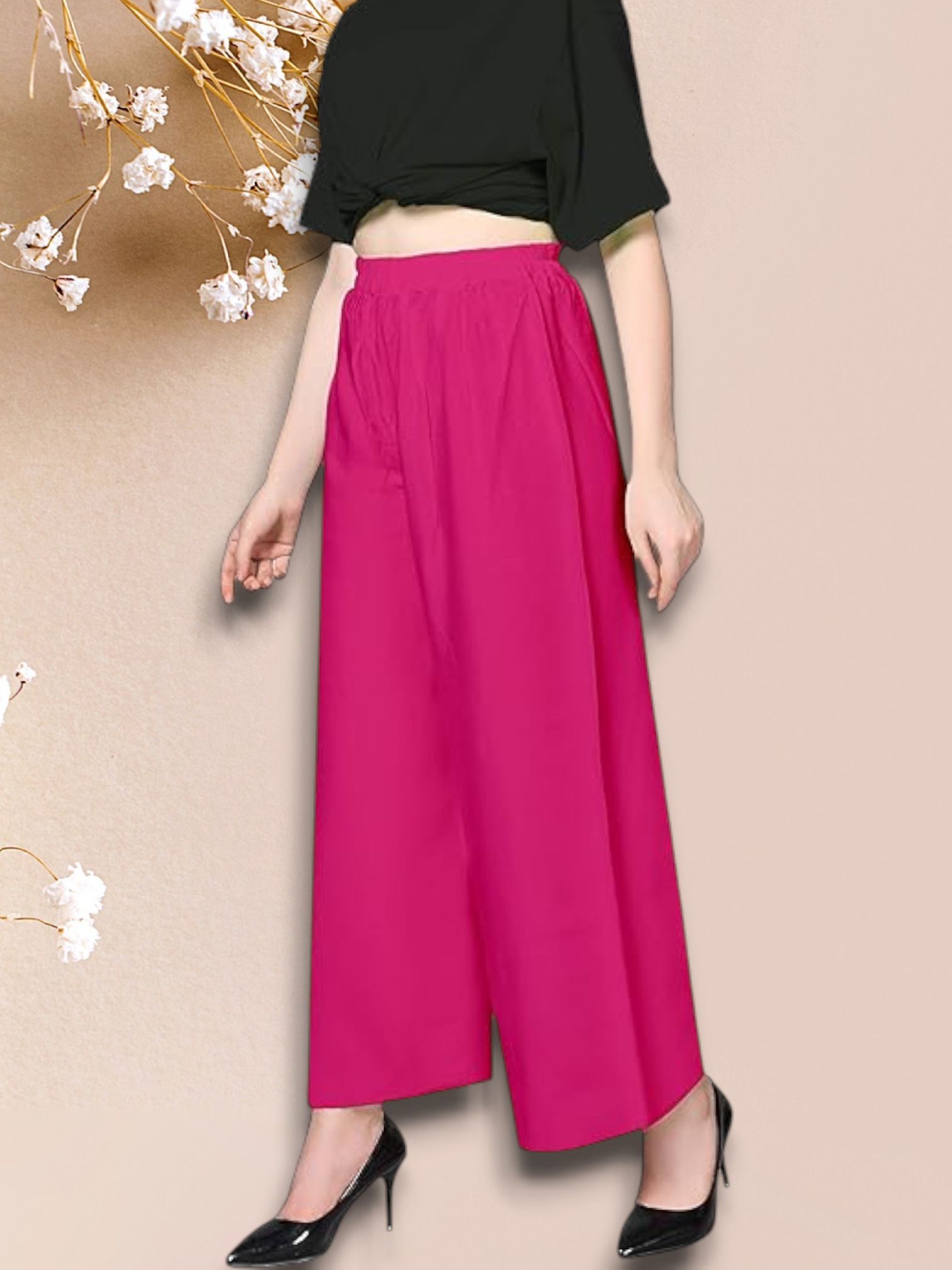 acd Women Comfort Fit Pink Viscose Rayon Trousers-picture-32