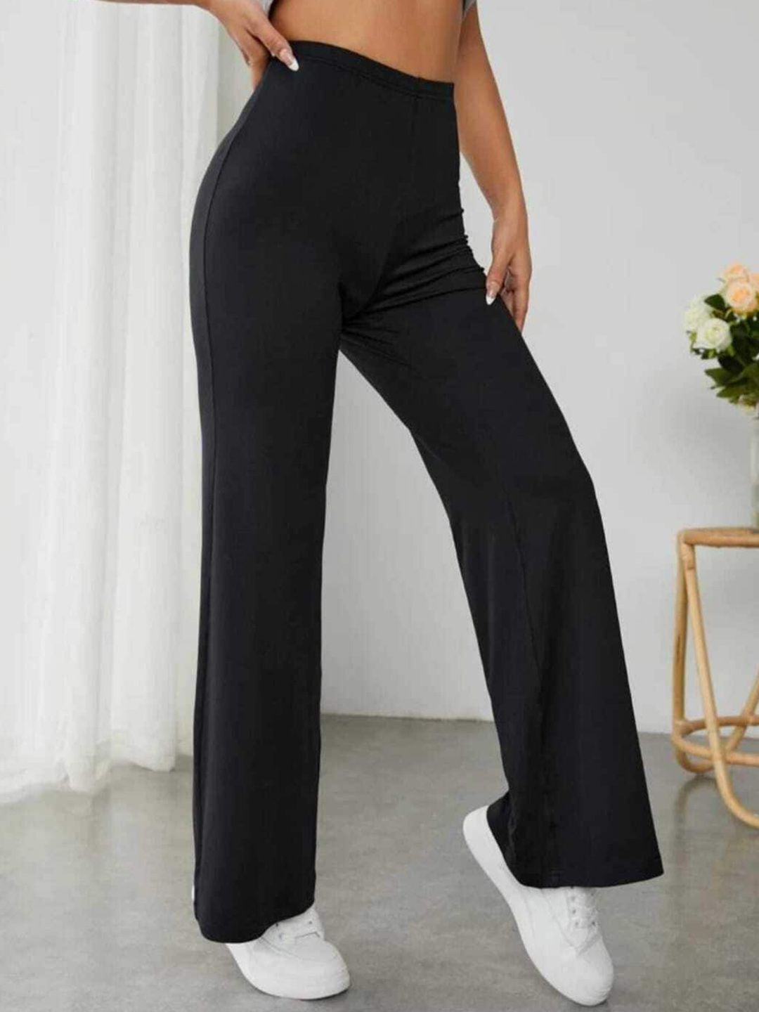 broadstar Women Loose Fit Black Viscose Rayon Trousers-picture-9