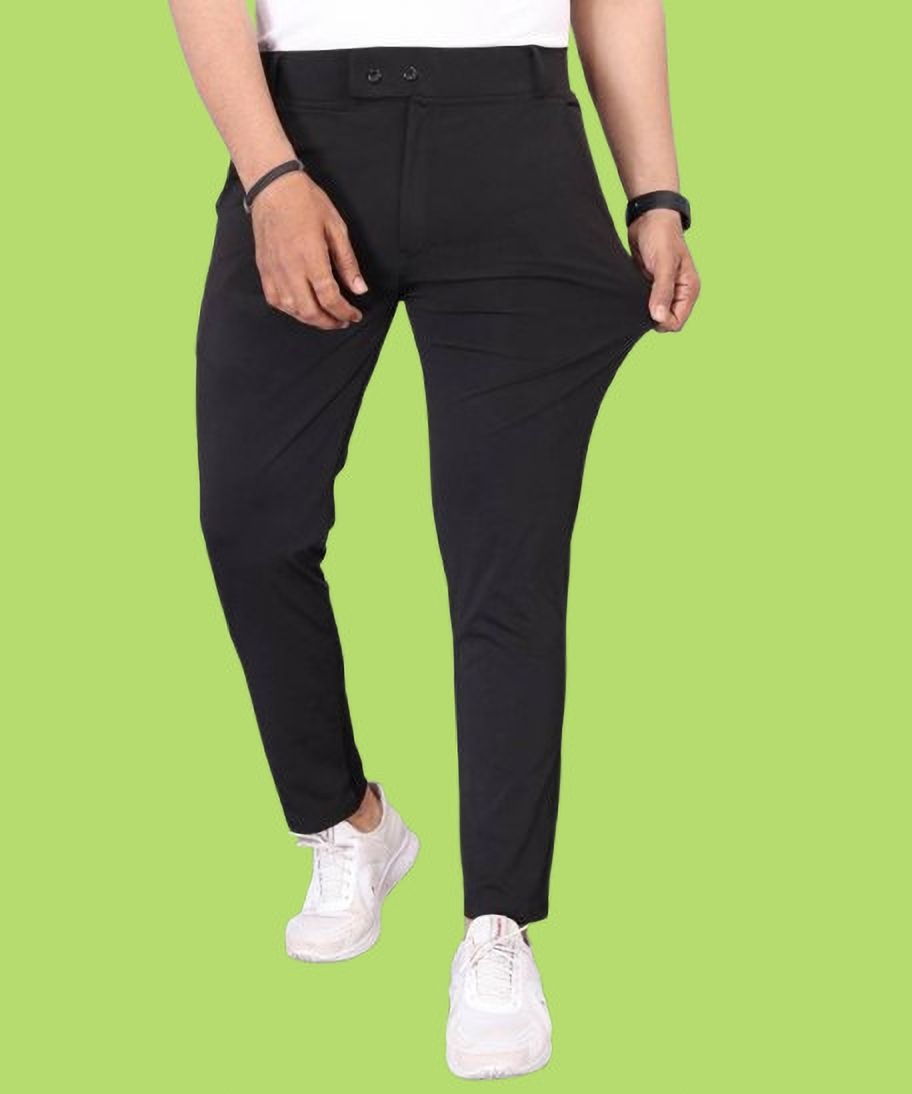 metronaut Regular Fit Men Black Lycra Blend Trousers-picture-28