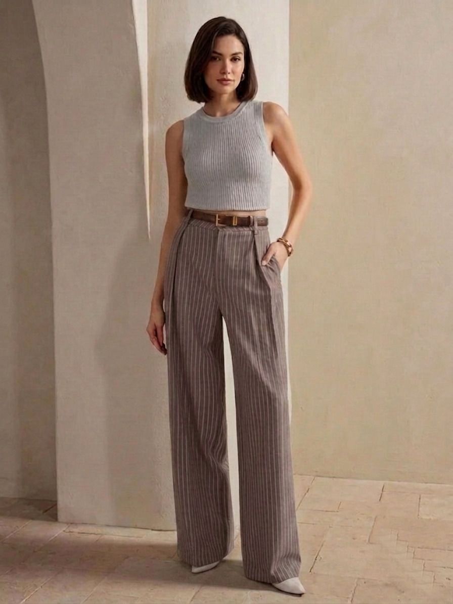 kotty Women Relaxed Brown Viscose Rayon Trousers-picture-18