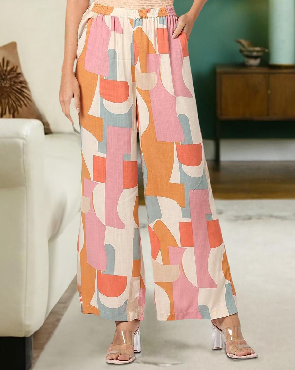 Women Loose Fit Multicolor Pure Cotton Trousers-image-19