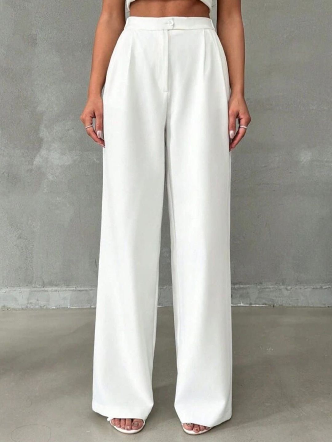 next one Women Loose Fit White Polyester Trousers-picture-36