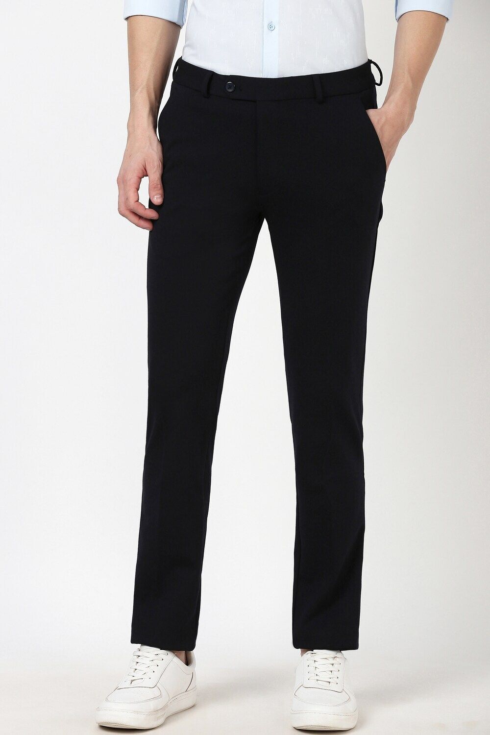 peter england Men Skinny Fit Black Polyester Trousers-picture-12