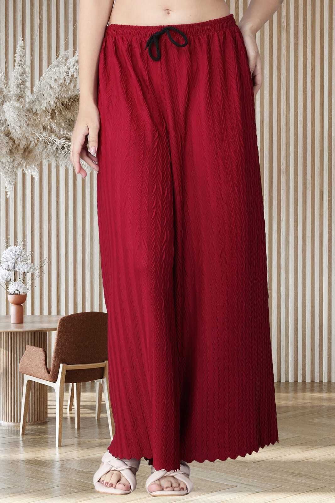 Women Comfort Fit Maroon Viscose Rayon Trousers-image-48