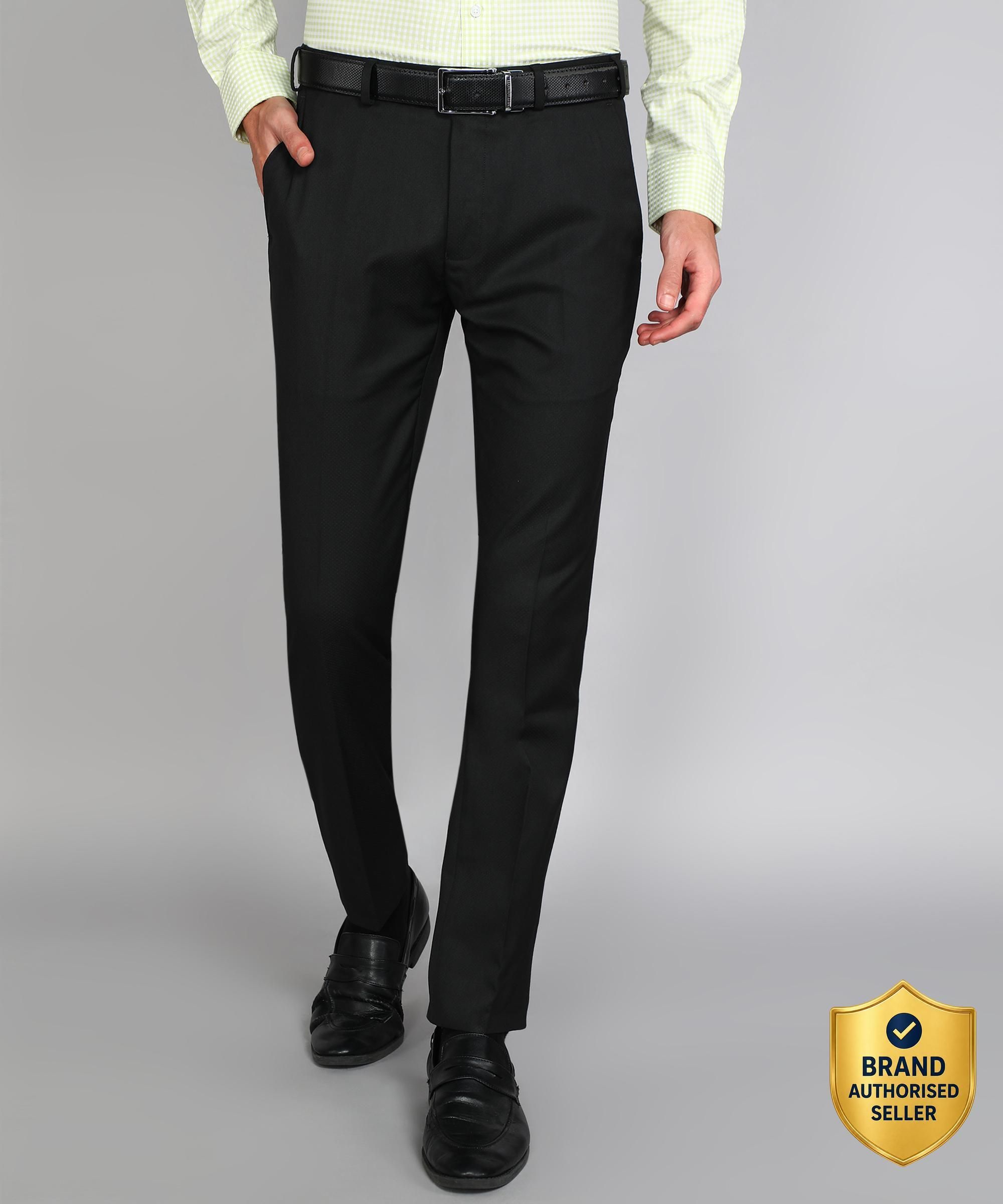 raymond Men Slim Fit Black Polyester Trousers-picture-16