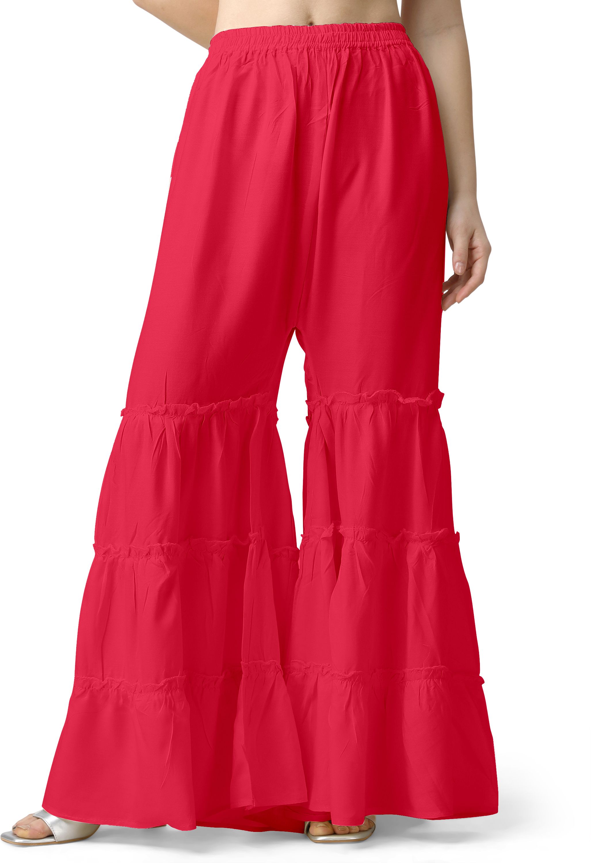 Women Flared Pink Pure Cotton Trousers