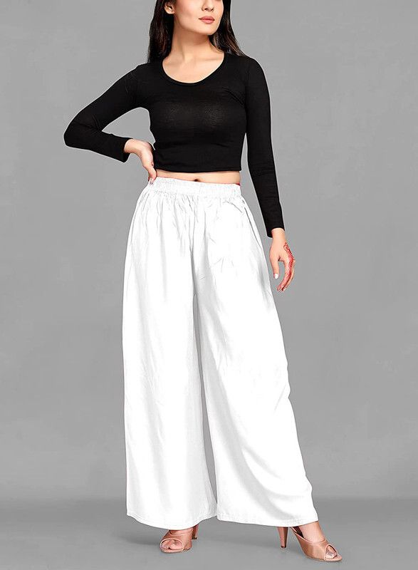 Women Regular Fit White Cotton Blend Trousers-image-44