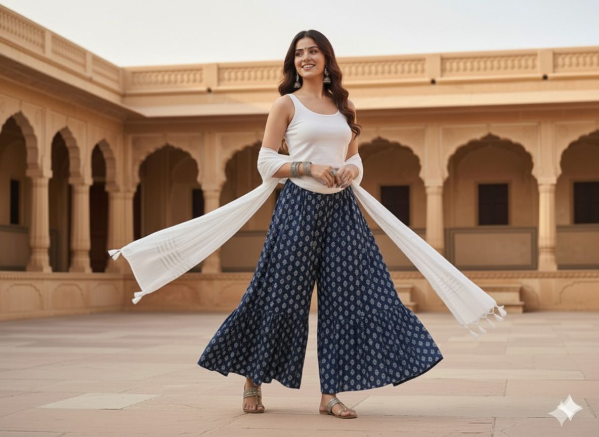 Women Relaxed Blue Cotton Blend Trousers-image-40