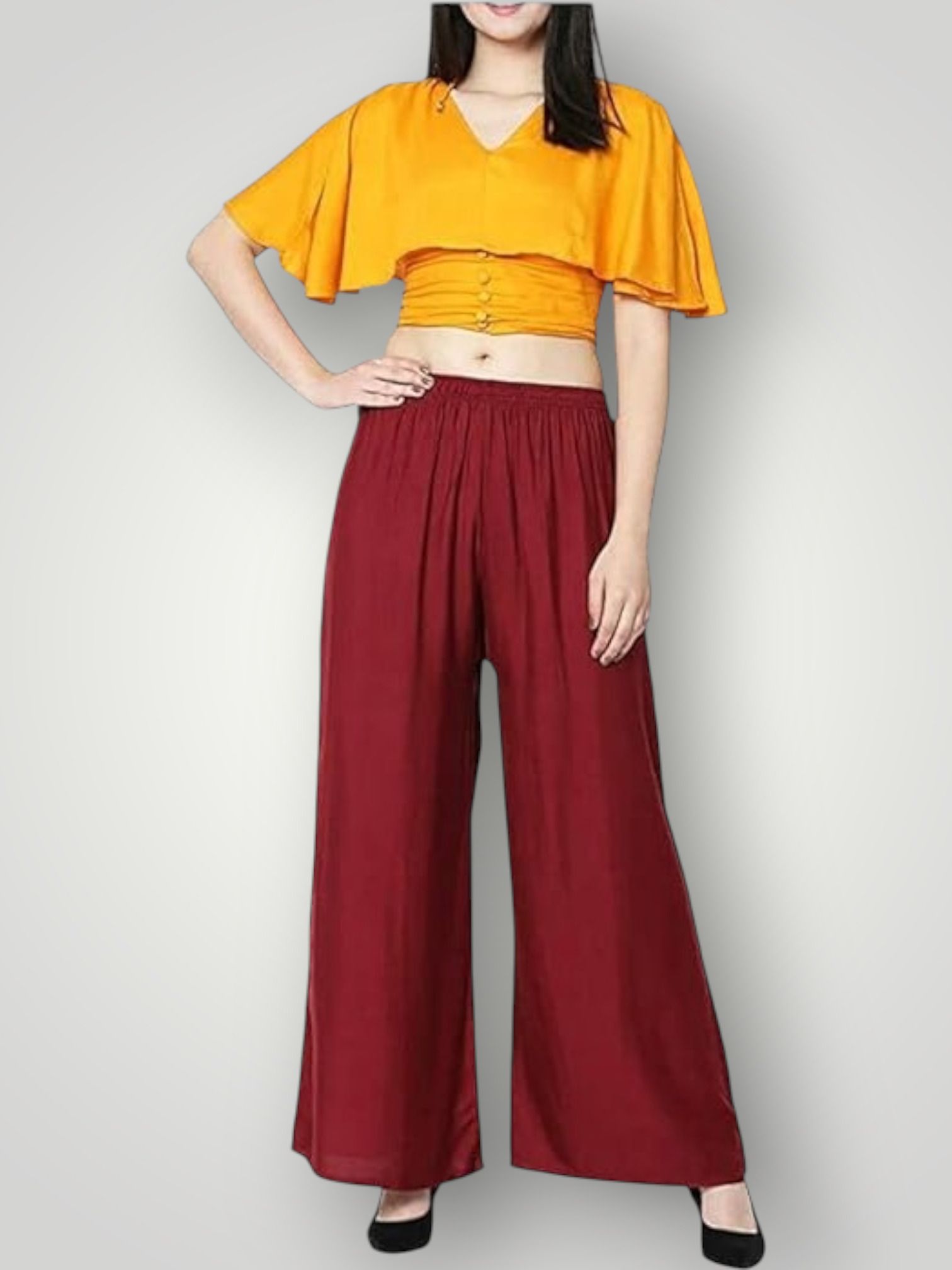 acd Women Comfort Fit Maroon Viscose Rayon Trousers-picture-3