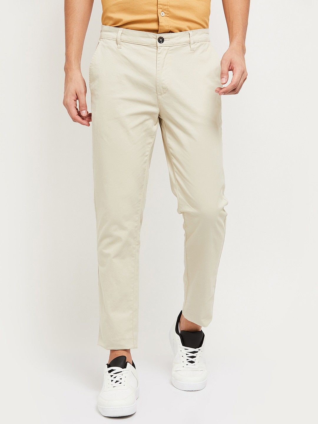 max Men Regular Fit Beige Cotton Blend Trousers-picture-14