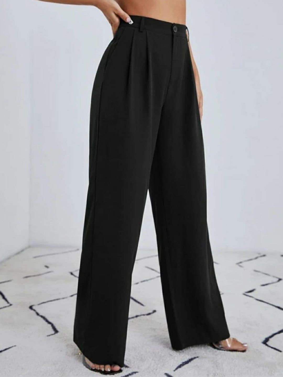 broadstar Women Loose Fit Black Lycra Blend Trousers-picture-31