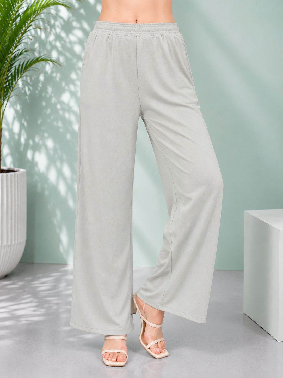 jk creation Women Loose Fit White Cotton Blend Trousers-picture-0