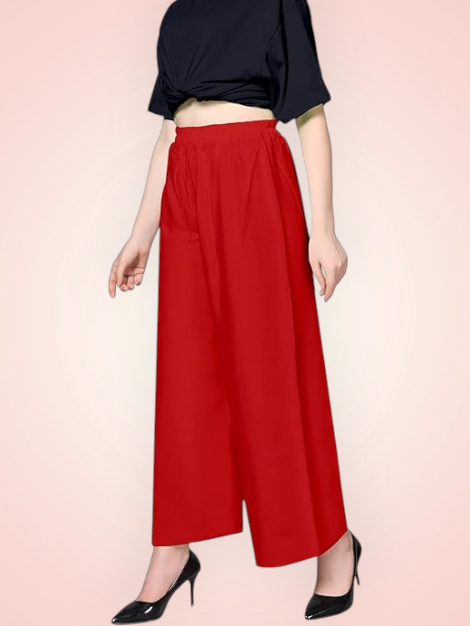 acd Women Comfort Fit Red Viscose Rayon Trousers-picture-37