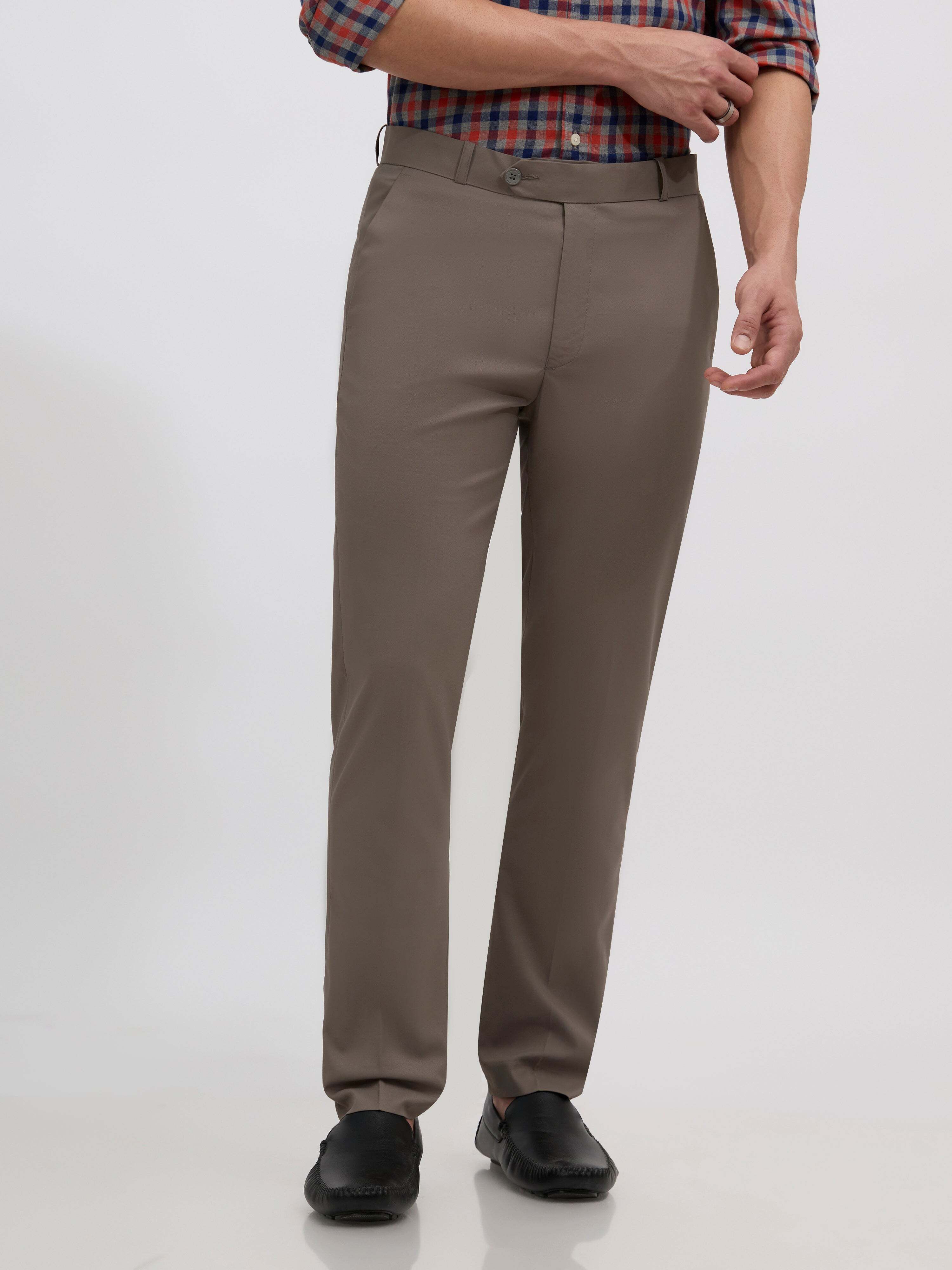 espanshe Men Skinny Fit Grey Polyester Trousers-picture-7