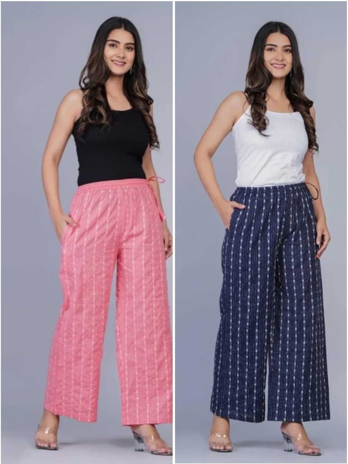 loopup Pack of 2 Women Regular Fit Multicolor Pure Cotton Trousers-picture-15