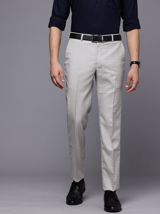 raymond Men Slim Fit Grey Polyester Trousers-picture-16