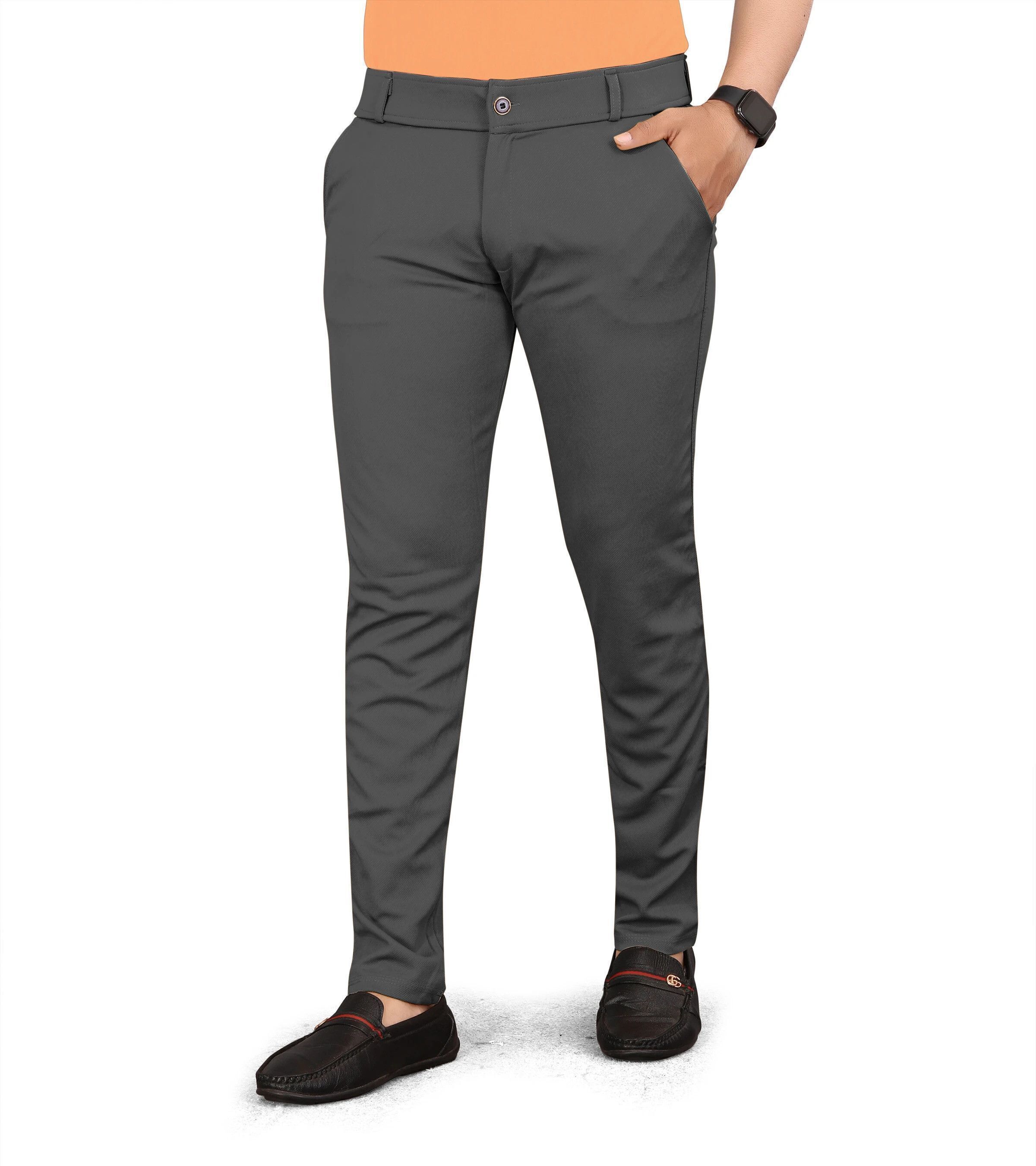 bidatsh trend Men Regular Fit Grey Lycra Blend Trousers-picture-30