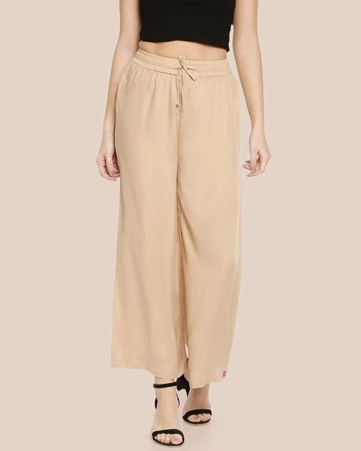 moirai Women Relaxed Cream Viscose Rayon Trousers-picture-16