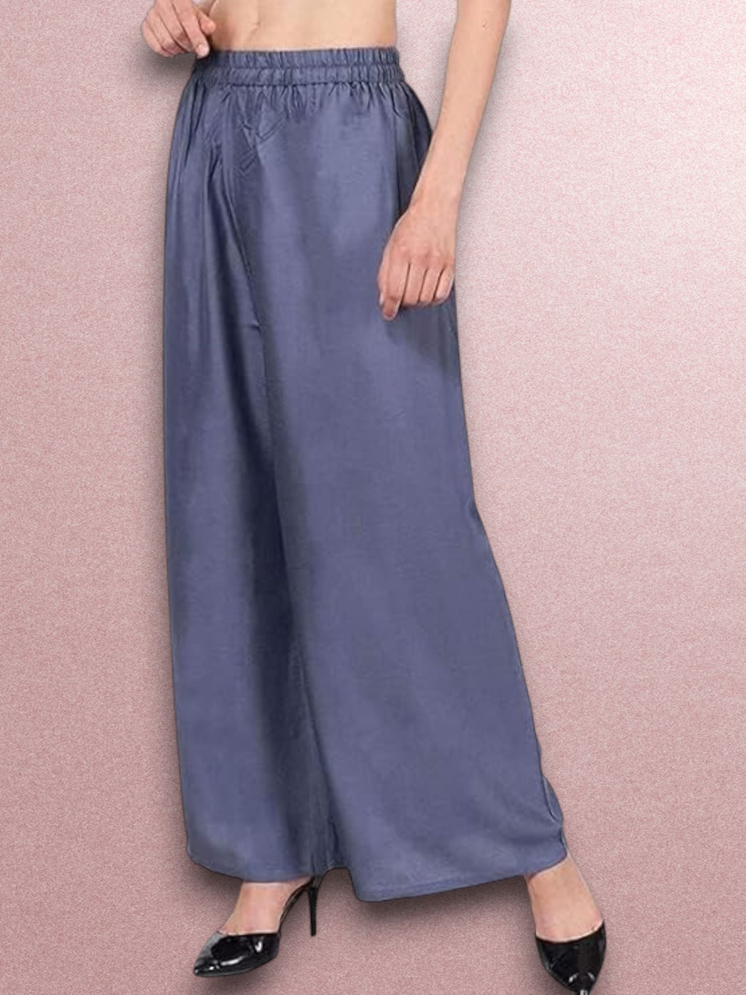 acd Women Comfort Fit Grey Viscose Rayon Trousers-picture-7