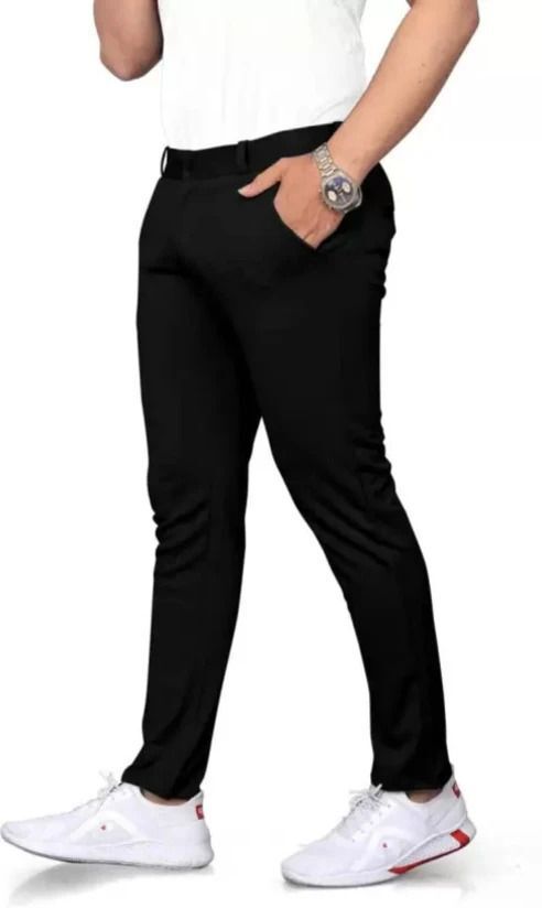 bidatsh trend Men Slim Fit Black Lycra Blend Trousers-picture-32