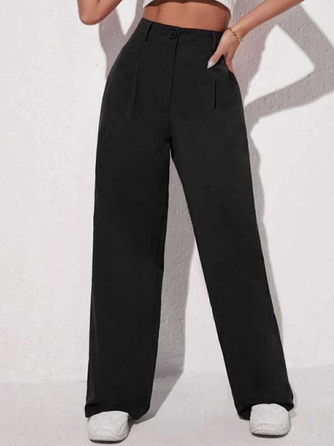 broadstar Women Loose Fit Black Lycra Blend Trousers-picture-10