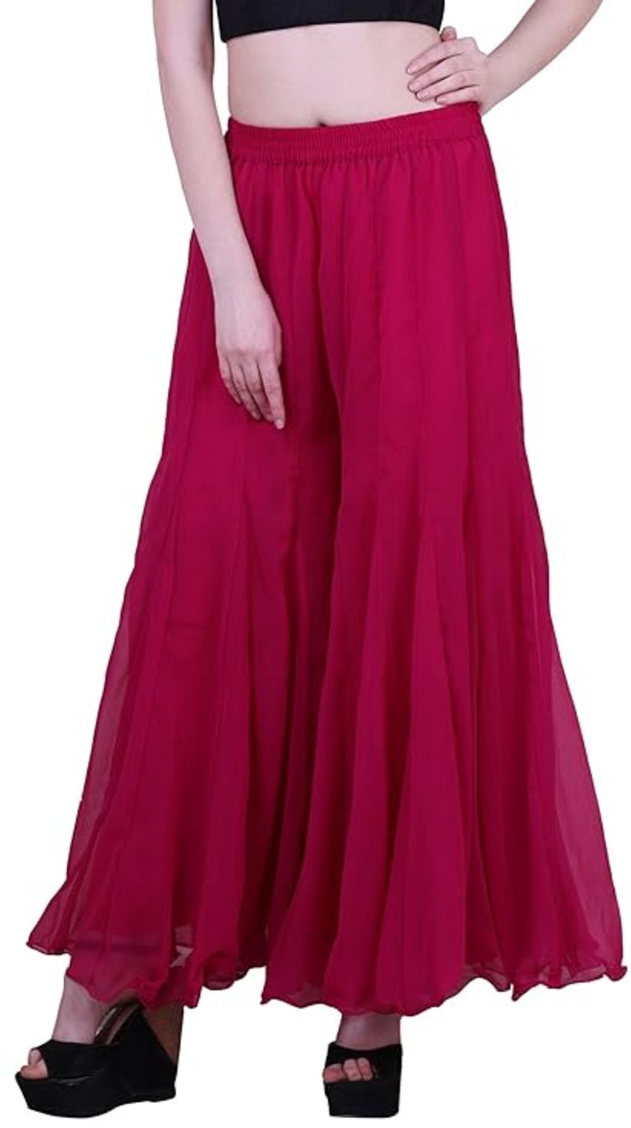 Women Relaxed Multicolor Georgette Trousers-image-21