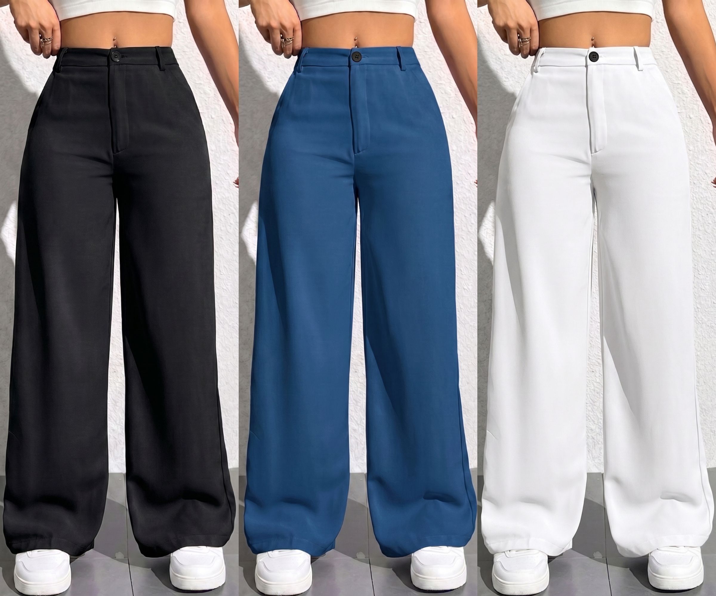 Pack of 3 Women Regular Fit Multicolor Lycra Blend Trousers-image-38