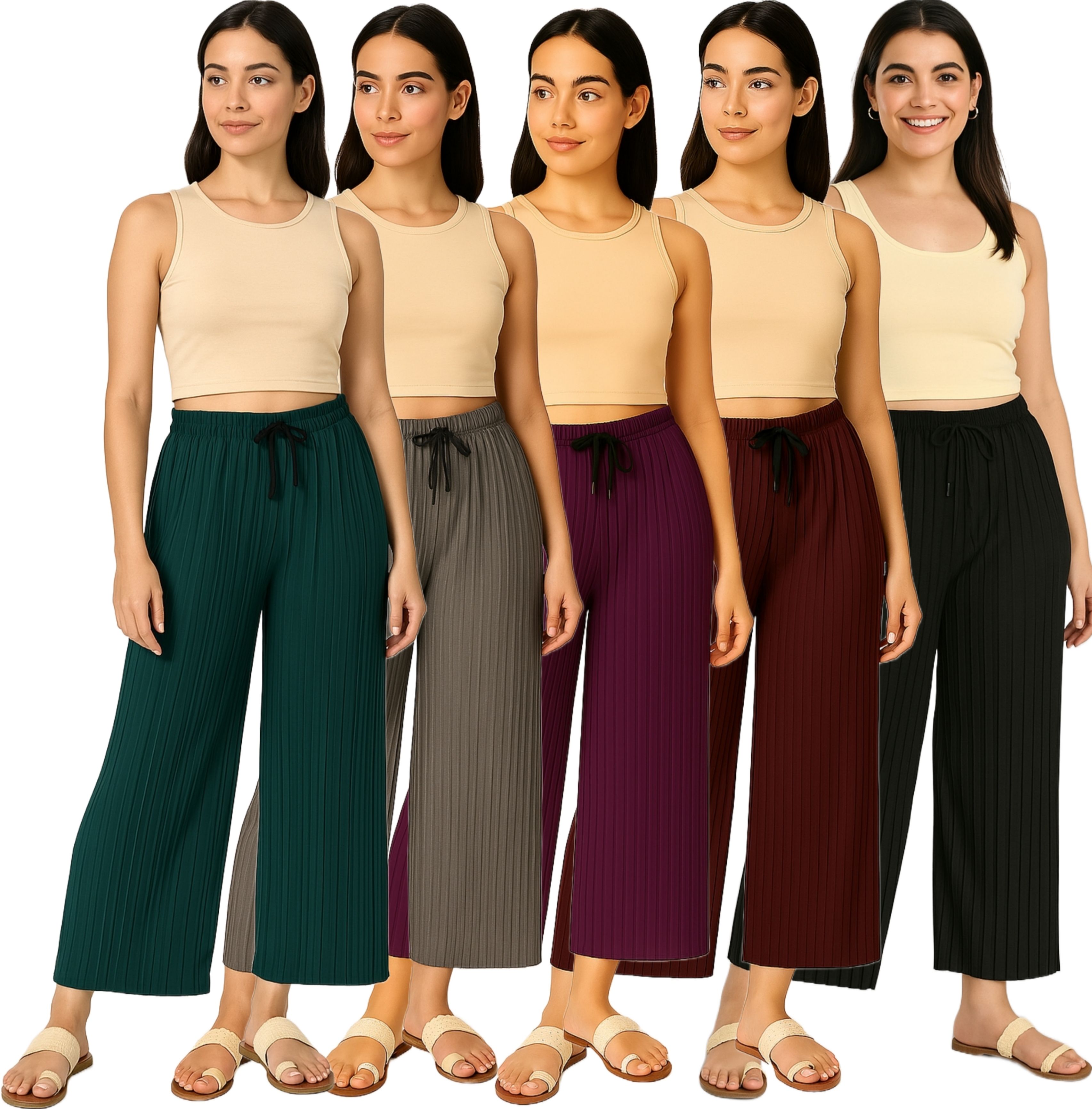 Pack of 5 Women Regular Fit Multicolor Lycra Blend Trousers
