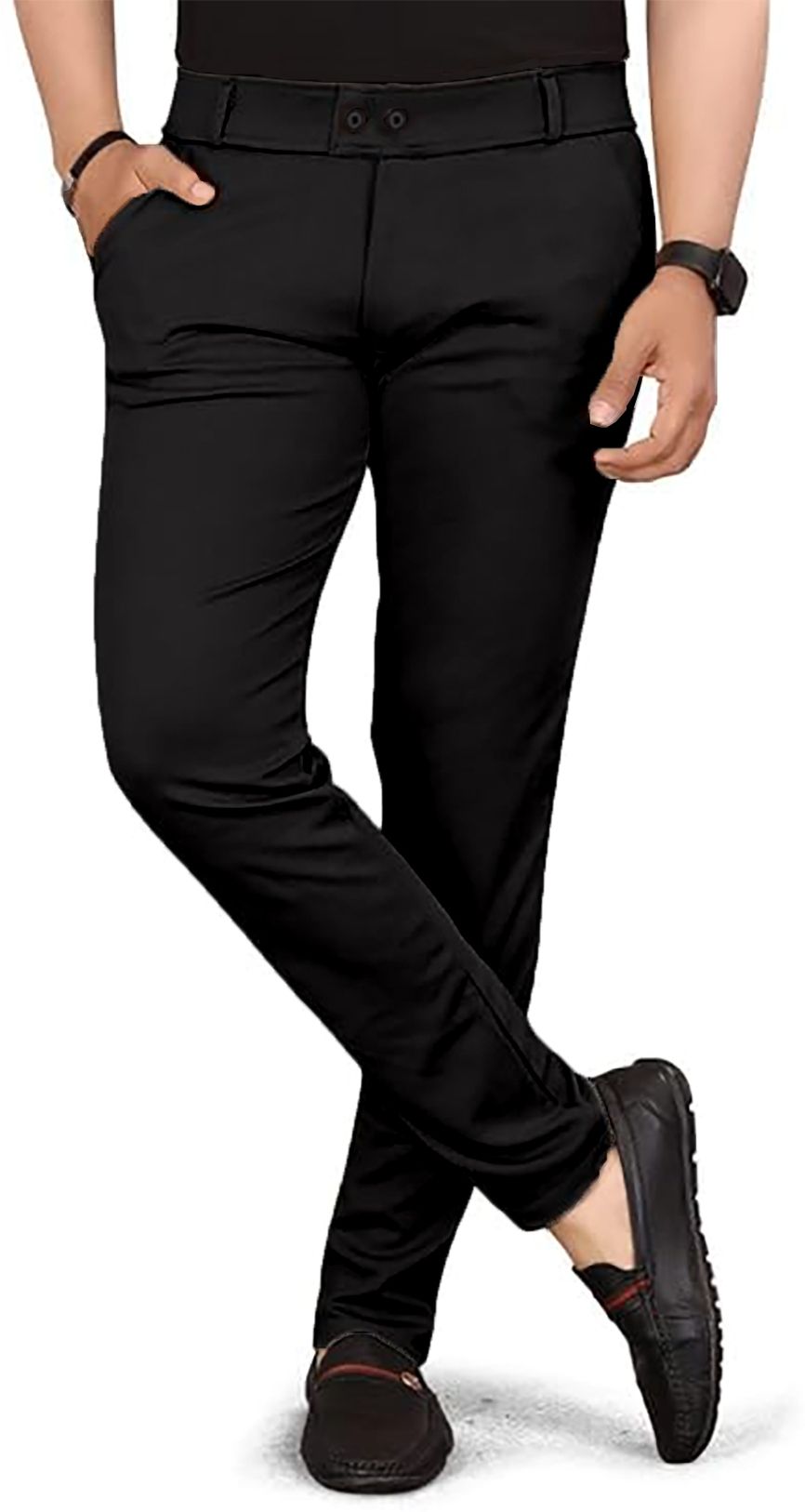 combraided Men Regular Fit Multicolor Lycra Blend Trousers-picture-12