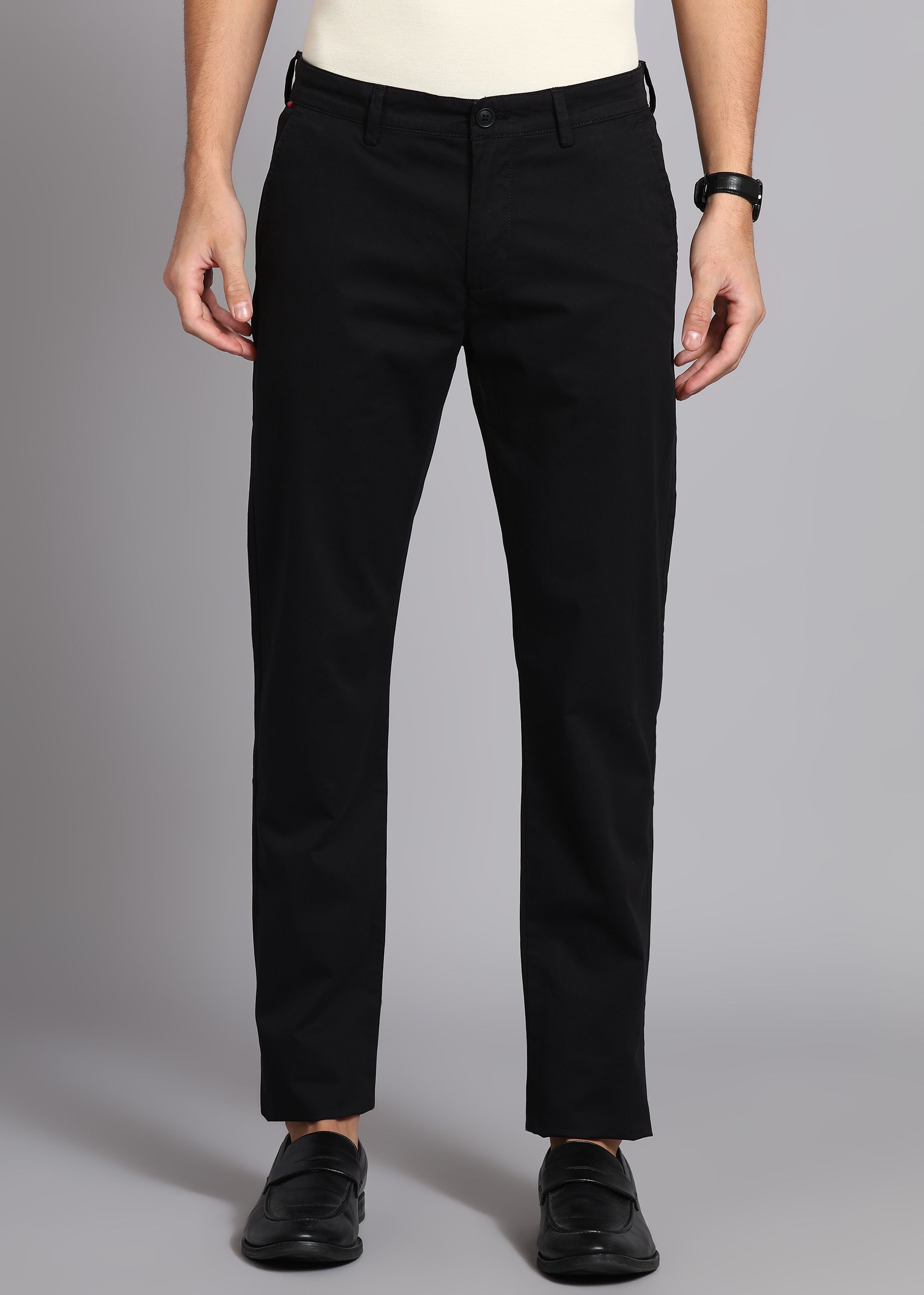 peter england Men Slim Fit Green Cotton Blend Trousers-picture-12