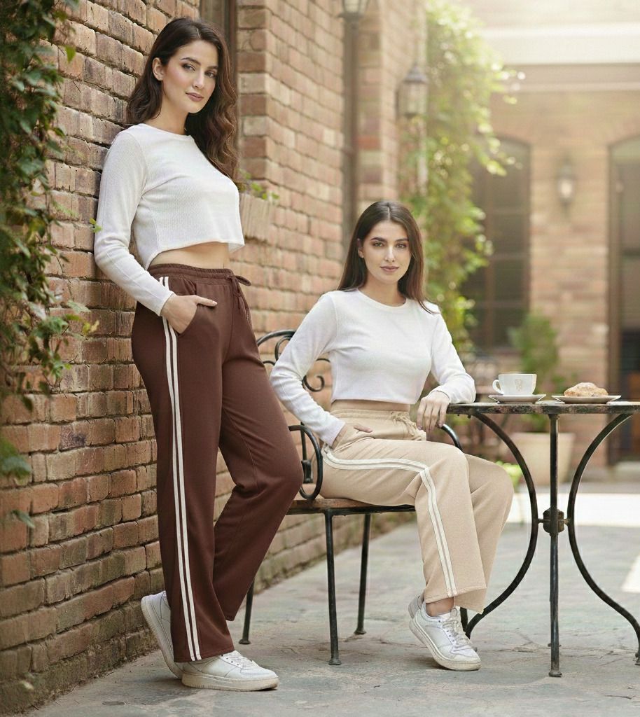 stylerags Pack of 2 Women Striped Brown, Beige Track Pants-picture-23