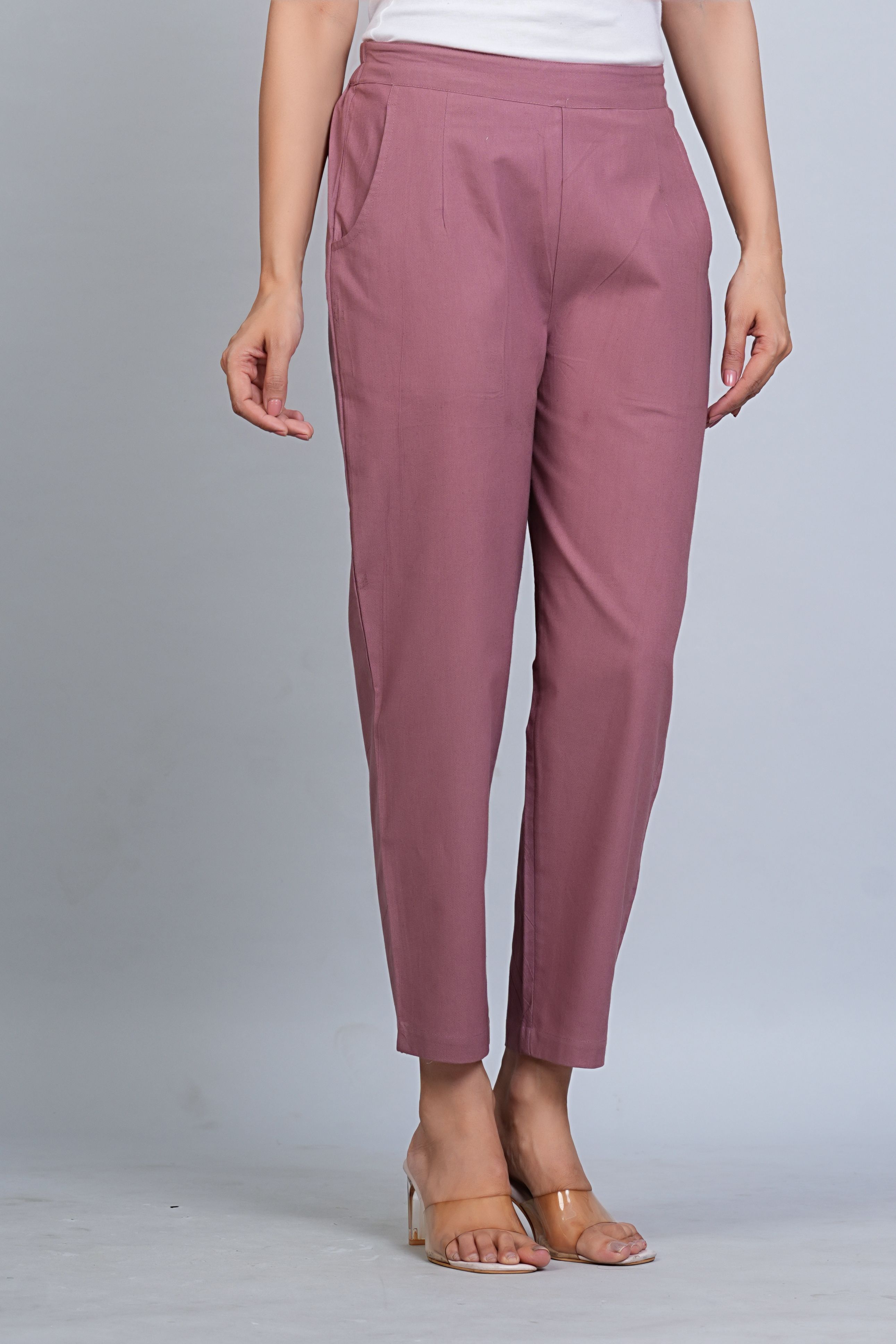 venitywave Women Regular Fit Pink Pure Cotton Trousers-picture-13