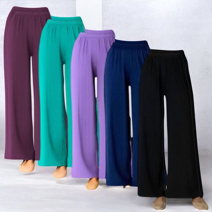 idris collection Pack of 5 Women Regular Fit Multicolor, Purple, Black, Dark Blue Lycra Blend Trousers-picture-12