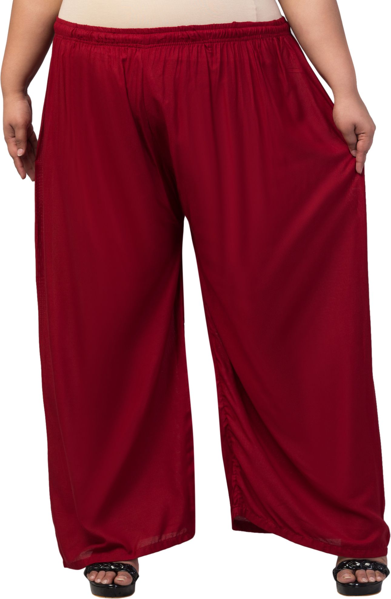 vizcon Women Flared Maroon Viscose Rayon Trousers-picture-25