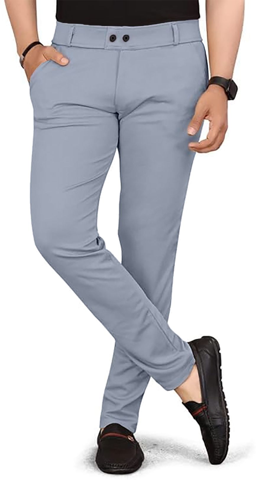combraided Men Regular Fit Multicolor Lycra Blend Trousers-picture-25