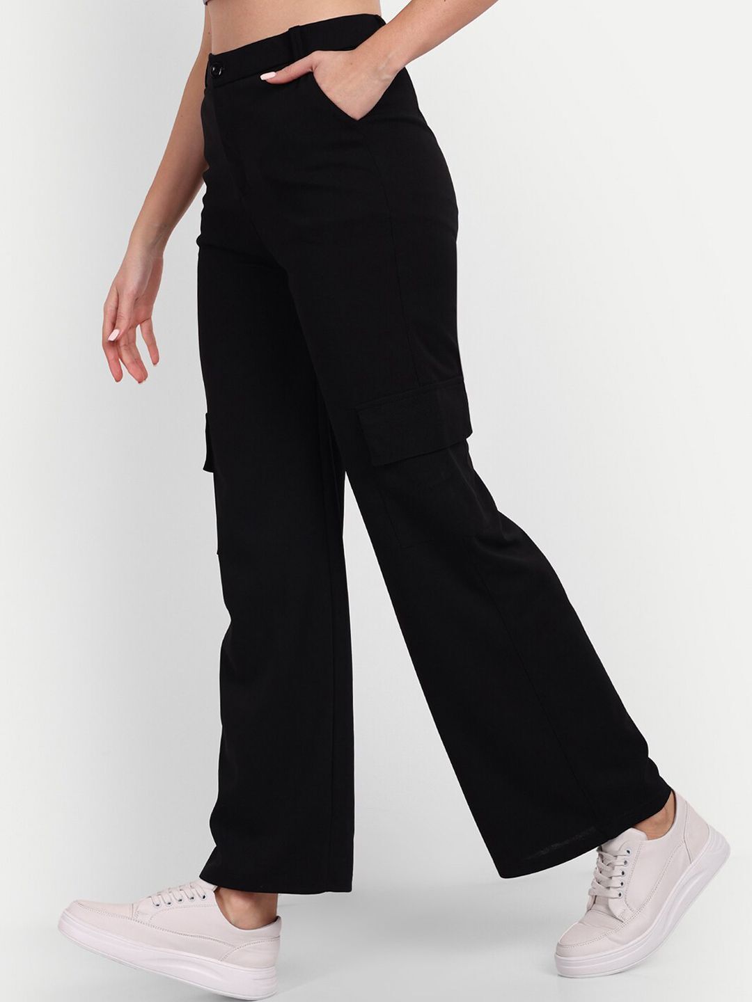 broadstar Women Loose Fit Black Lycra Blend Trousers-picture-21