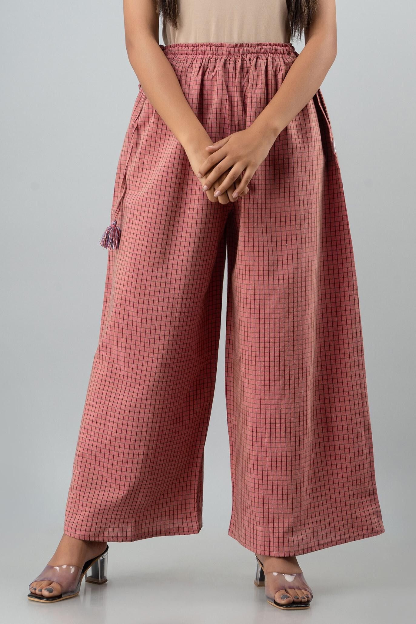 kanchuk Women Regular Fit Red Cotton Blend Trousers-picture-17
