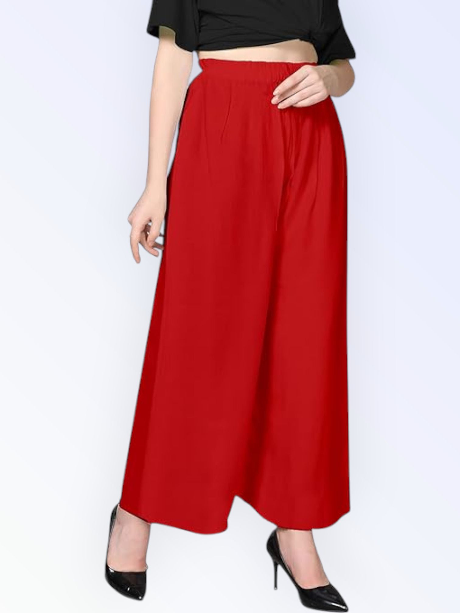acd Women Comfort Fit Red Viscose Rayon Trousers-picture-2