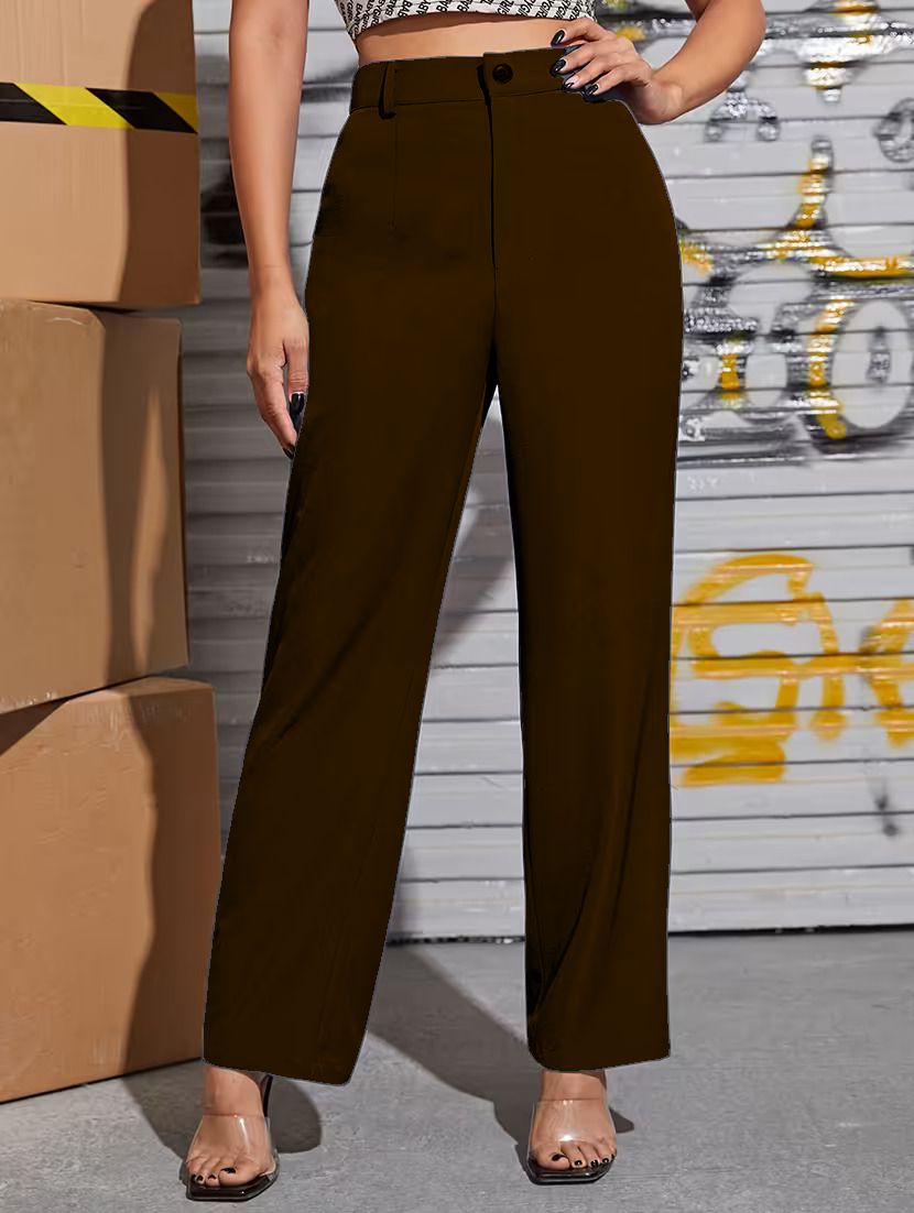 denis Women Loose Fit Brown Polyester Trousers-picture-22