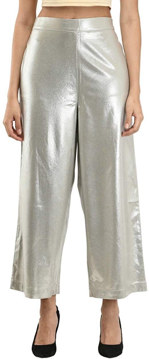 Women Relaxed Grey Polycotton Trousers