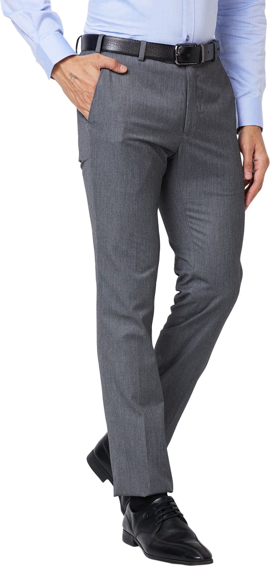 raymond Men Slim Fit Grey Polyester Trousers-picture-12