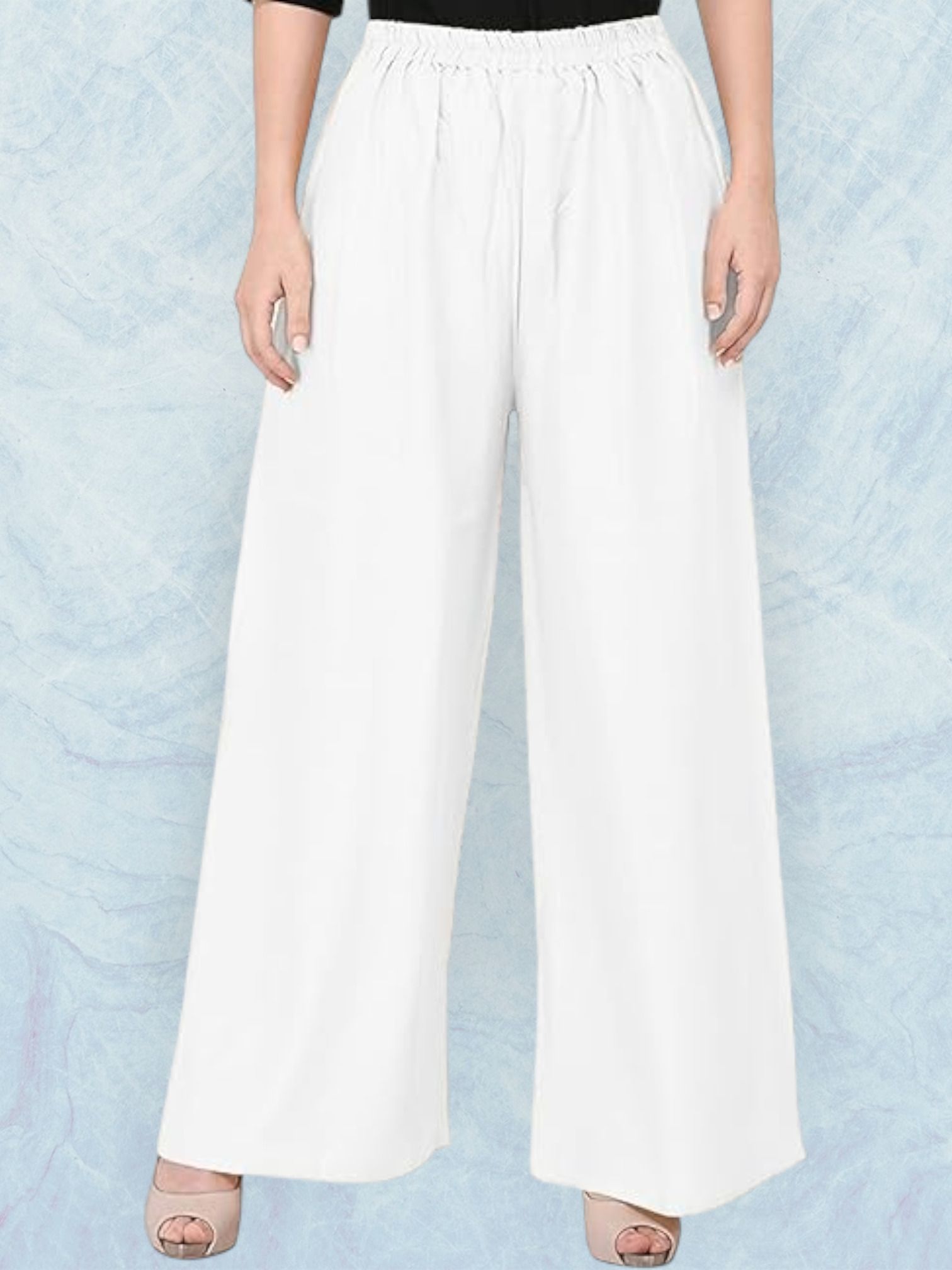 acd Women Comfort Fit White Viscose Rayon Trousers-picture-36