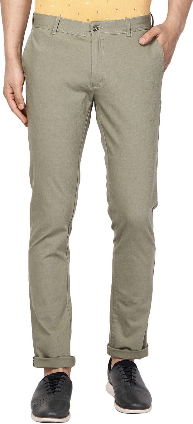 blackberrys Men Slim Fit Light Green Pure Cotton Trousers-picture-14
