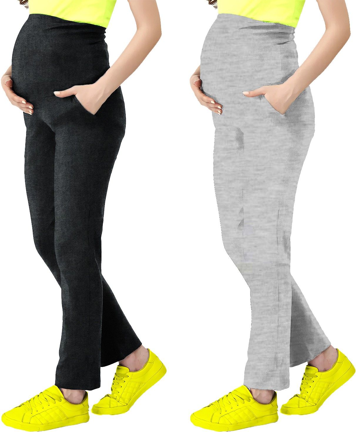 Pack of 2 Women Regular Fit Multicolor Lycra Blend Trousers-image-45