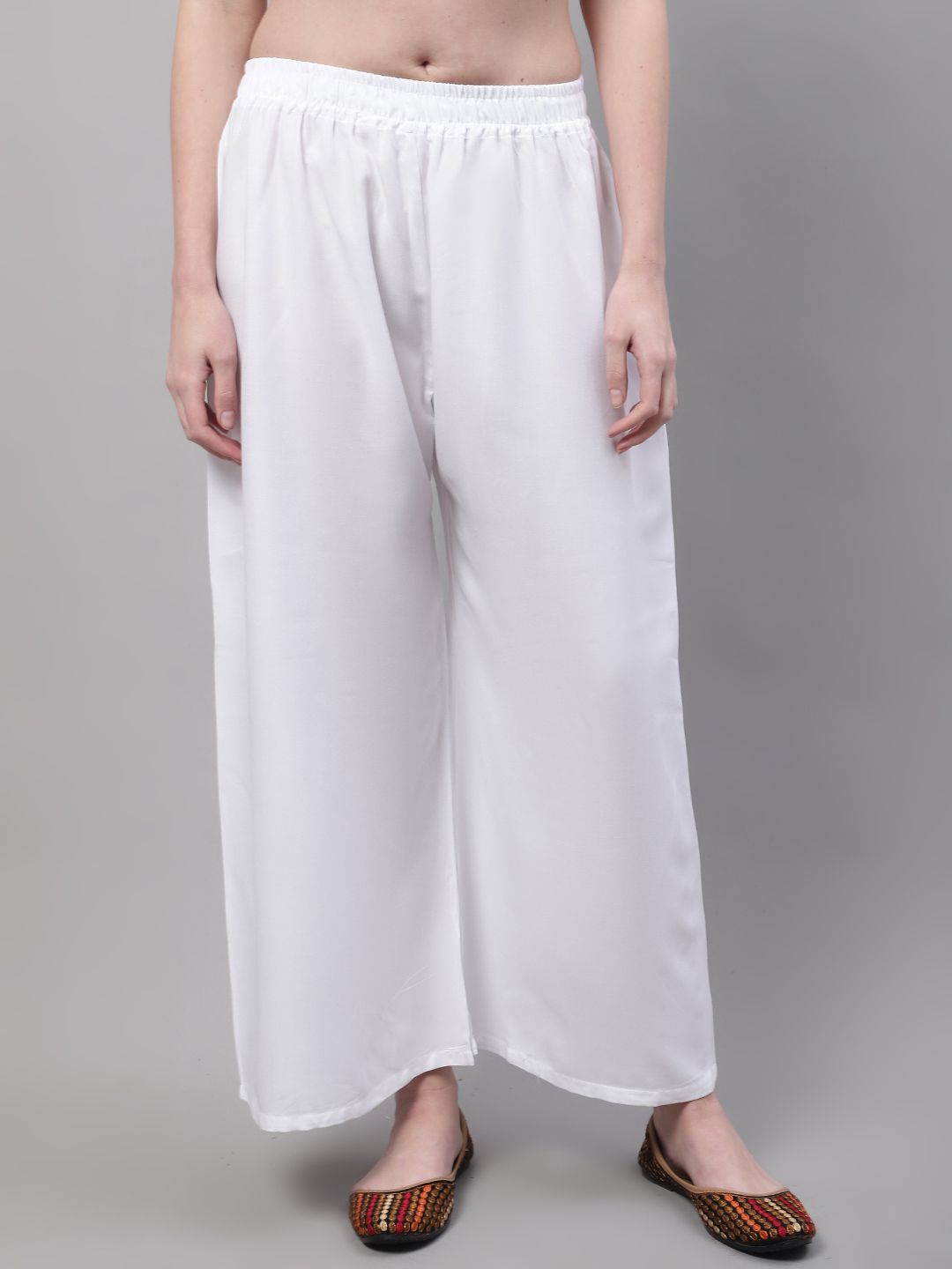 Men Flared White Viscose Rayon Trousers