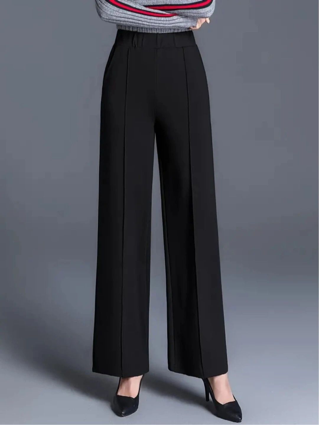 Women Regular Fit Black Viscose Rayon Trousers