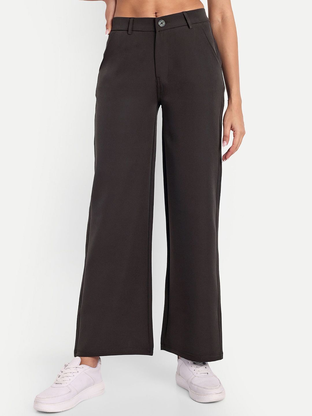 next one Women Loose Fit Brown Cotton Blend Trousers-picture-23
