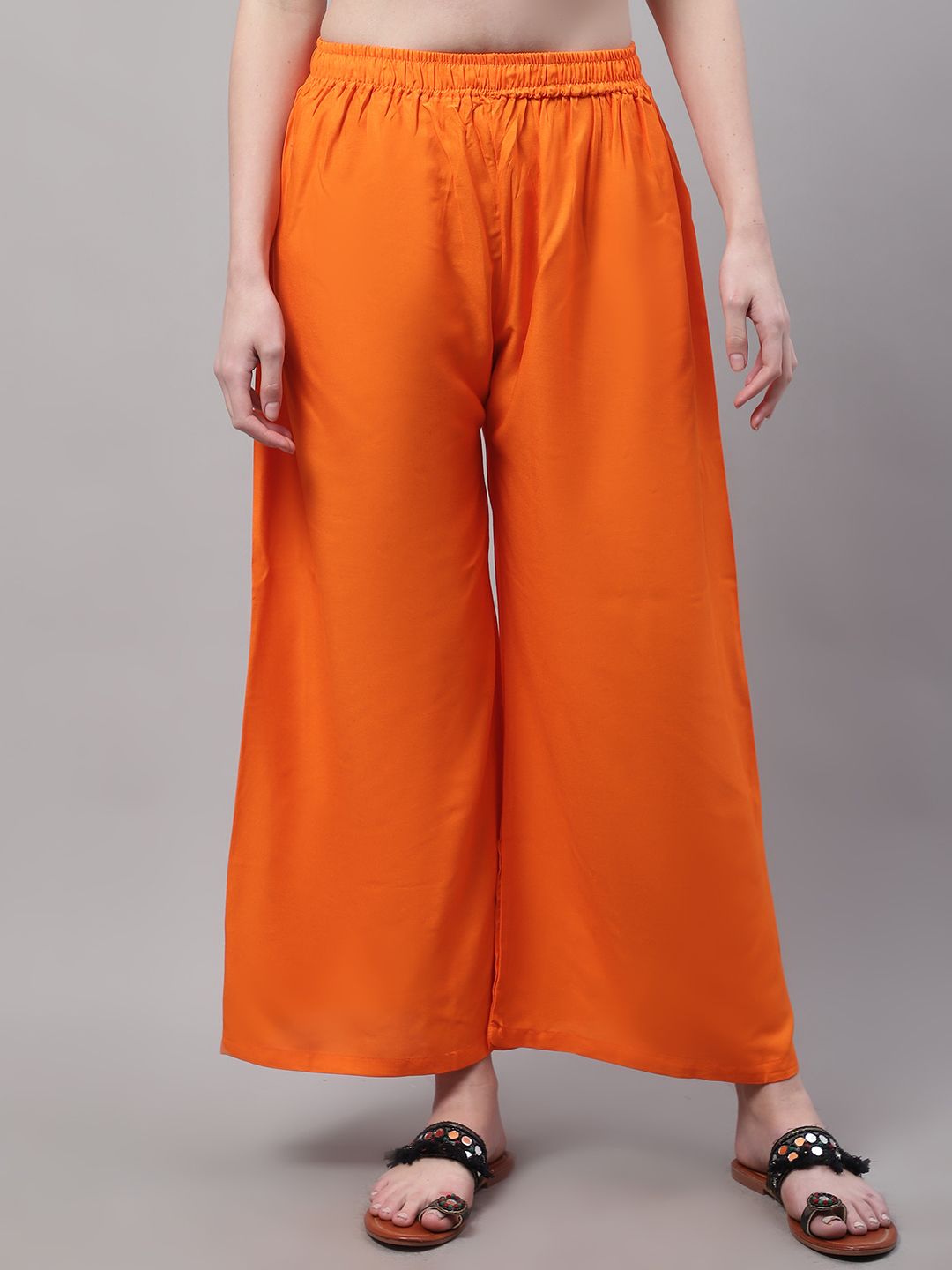 valles365 by s.c. Men Flared Orange Viscose Rayon Trousers-picture-30