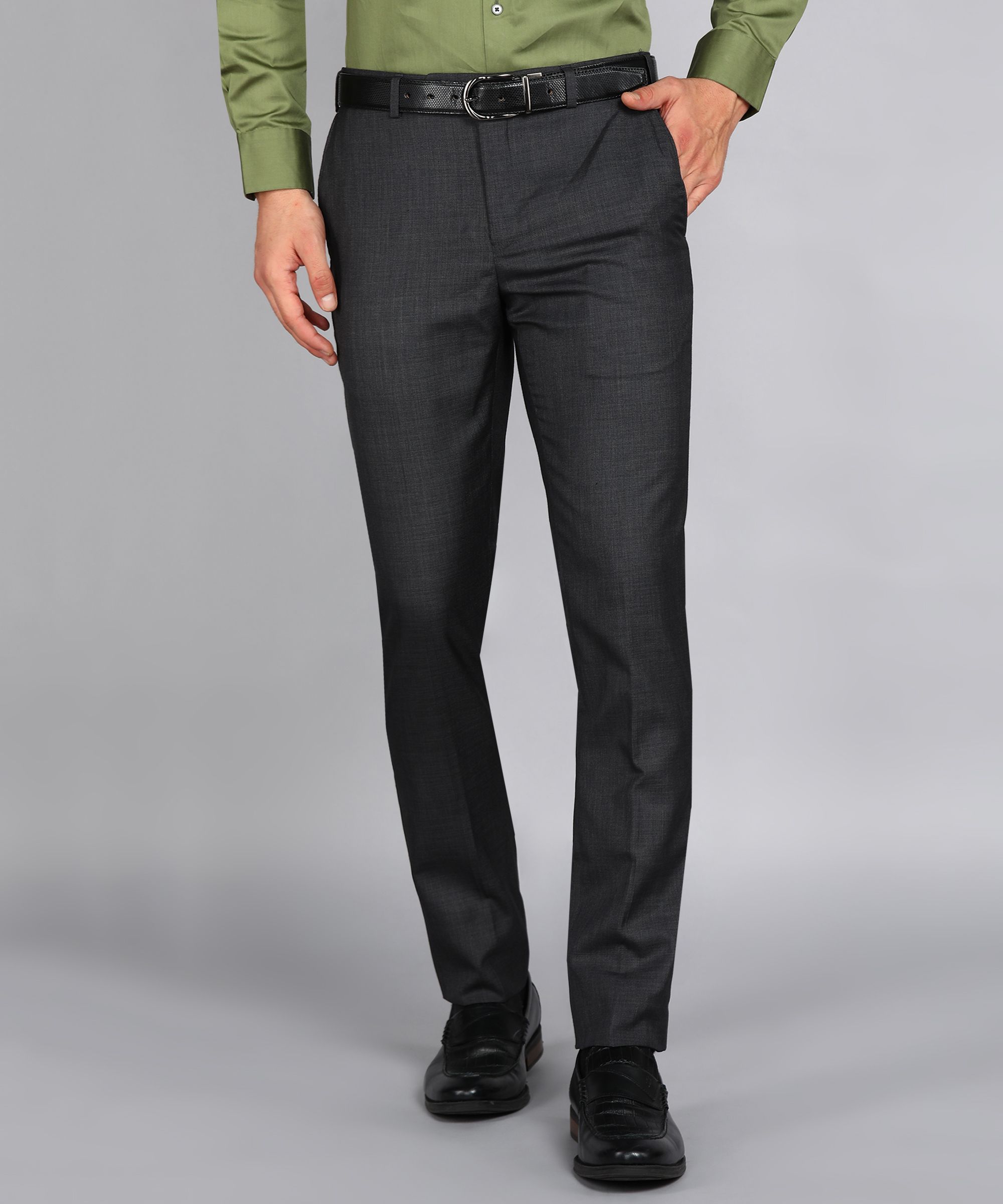 raymond Men Slim Fit Dark Blue Viscose Rayon Trousers-picture-11